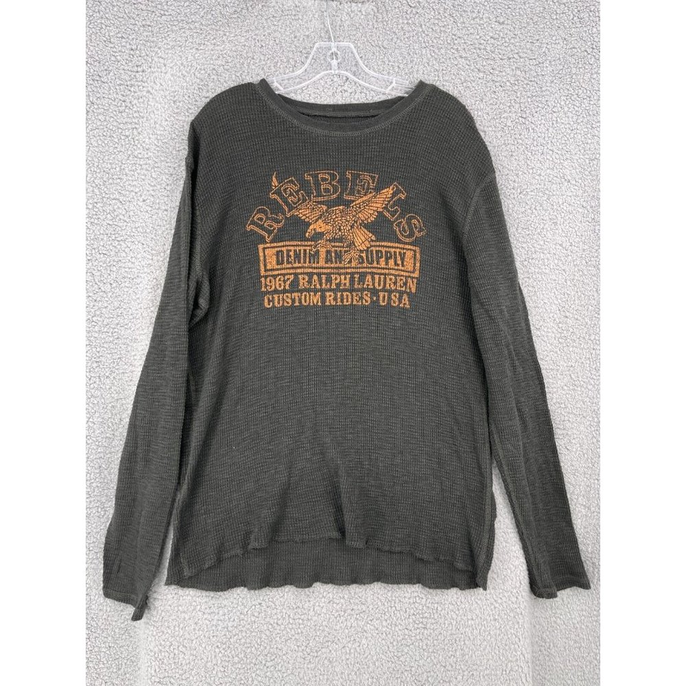 Ralph Lauren Denim & Supply Size Large Waffle Knit Motorcycle "Rebels" L/S Shirt